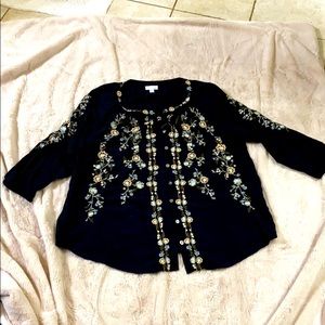 JJill boho Top with 3 quarter length sleeve
